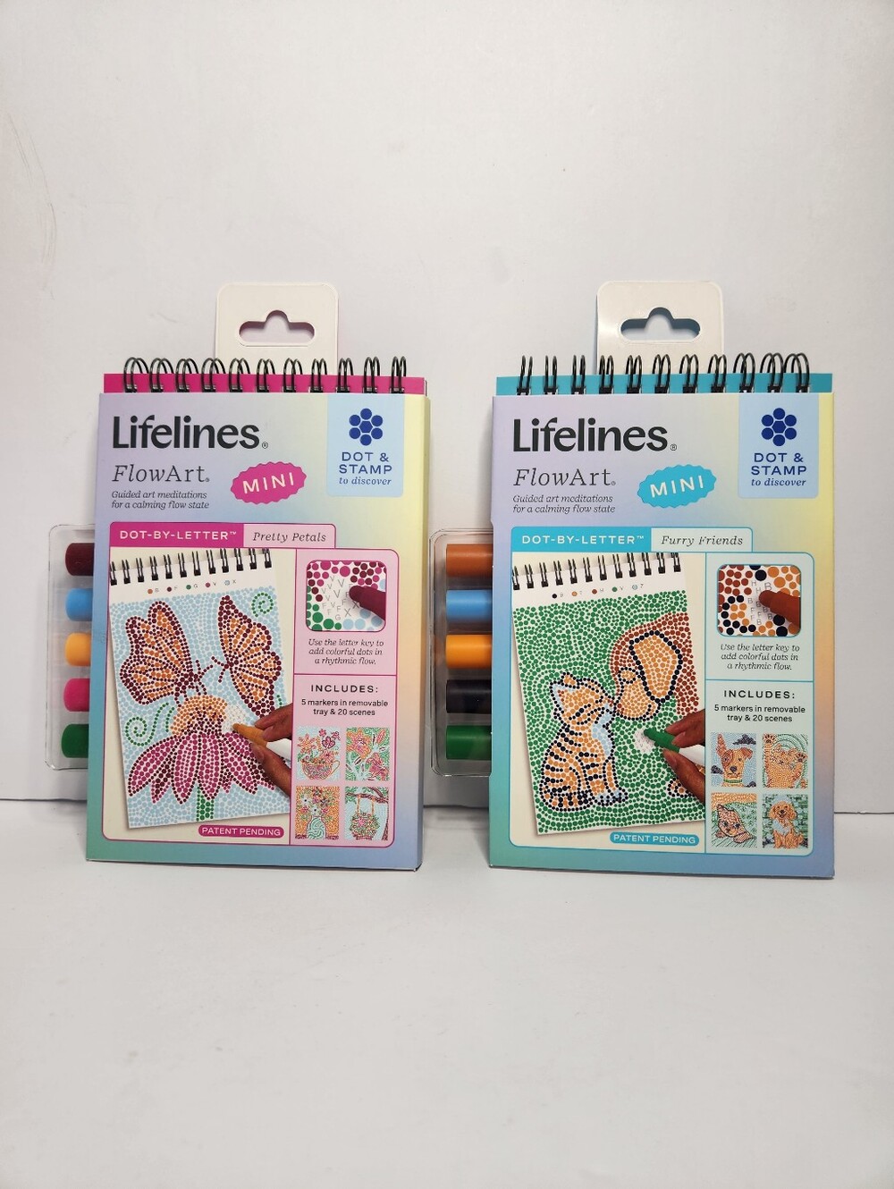 Lot Of 2 FlowArt Mini Dot & Stamp Activity Sets - Furry Friends & Pretty Petals